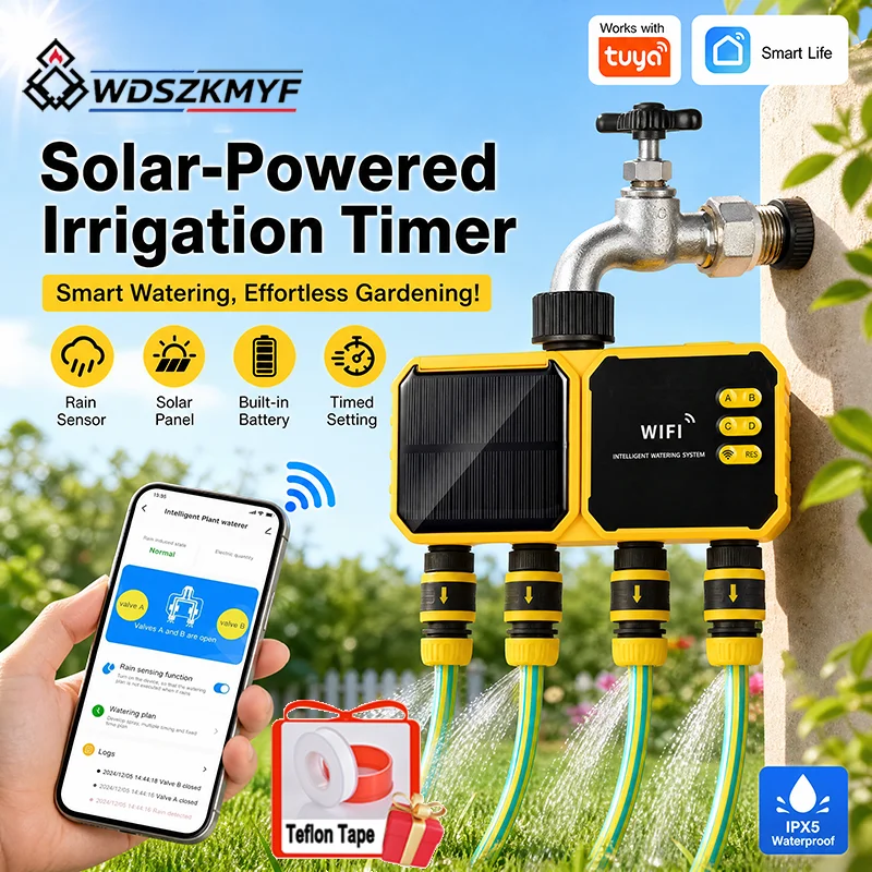 Power Zone Outdoor Timer - Solarbetriebener WLAN-Smart-Bewässerungstimer für 2/4 Zonen, APP-programmierbarer