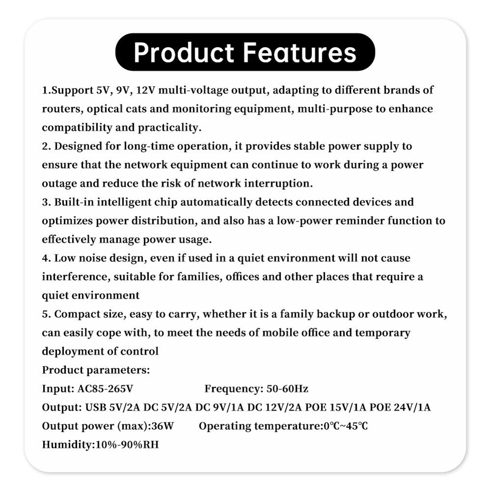 Ups Power Supply Outdoor - 1018L 5V 9V 12V Backup-DC-USV (Unterbrechungsfreie