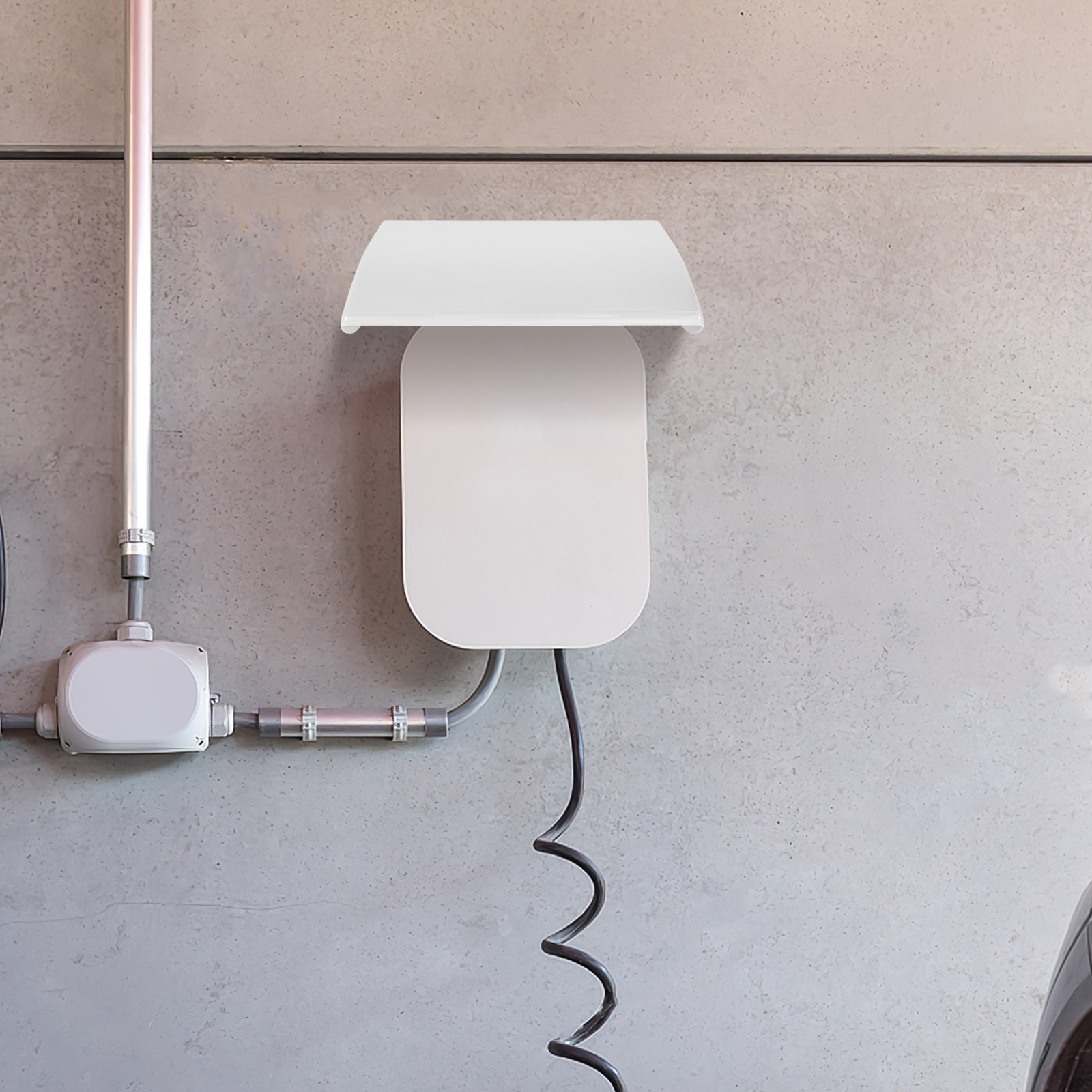 Outdoor Power Meter - Weiße Outdoor-Ladesäulen-Schutzhülle Wasserdichter Staubdichter Ladestation-Dachschutz Zuverlässiger