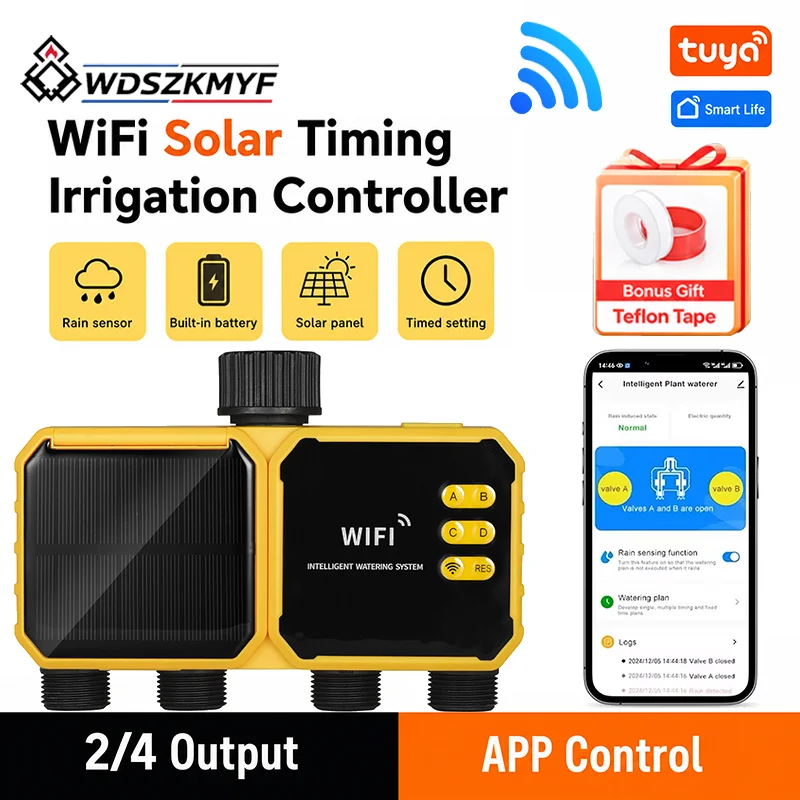 Power Zone Outdoor Timer - Intelligenter 2/4-Zonen Solarbetriebener WLAN-Bewässerungstimer, APP-programmierbarer automatischer