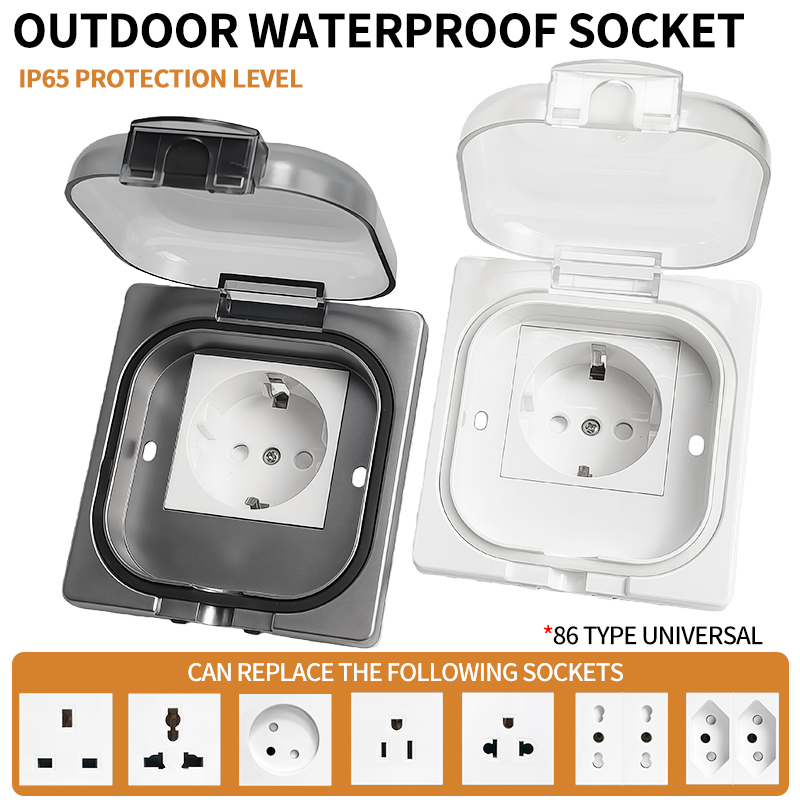 Outdoor Power Socket - IP65 wasserdichte Außensteckdose, 16 A Hochleistungs-Wandplatte,