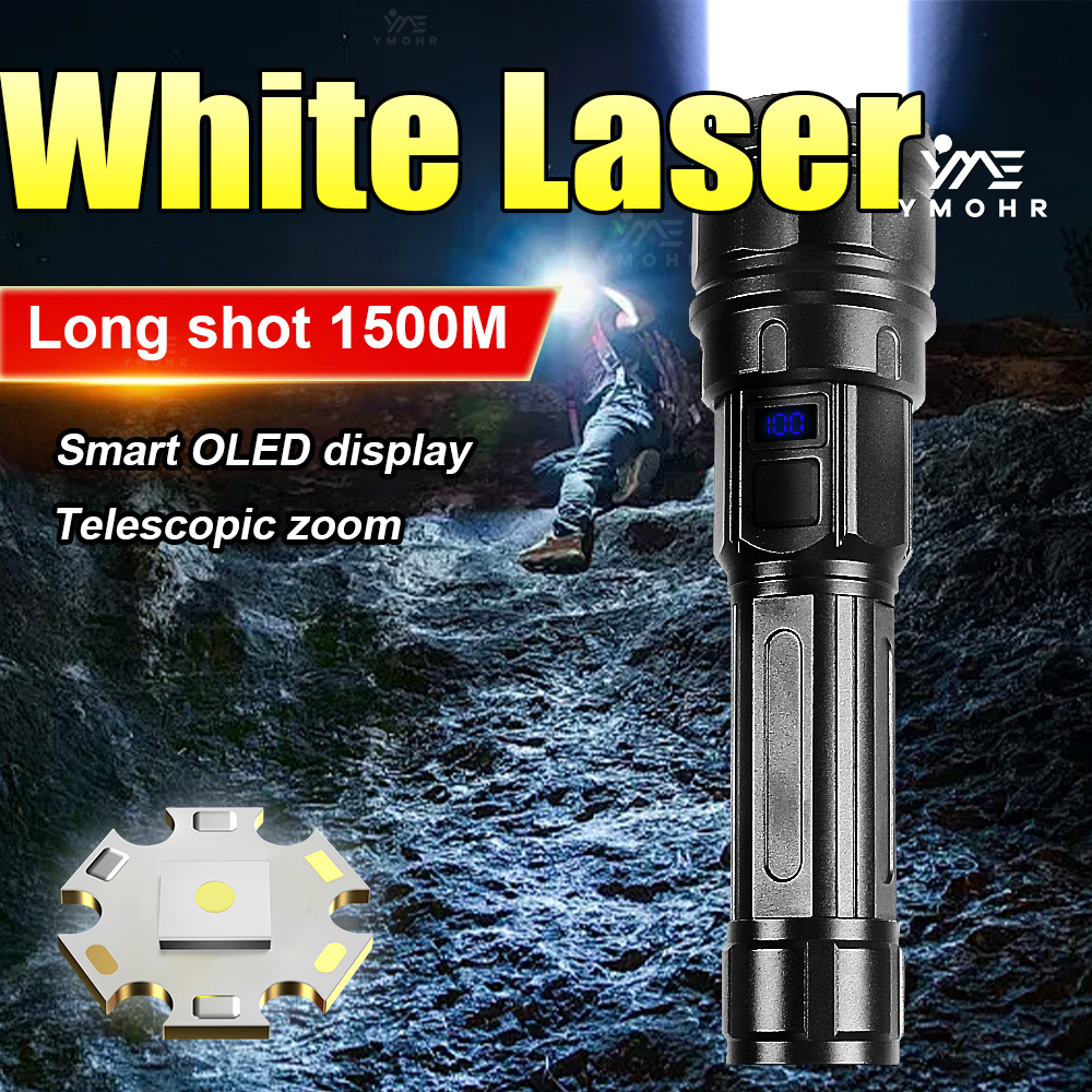 Outdoor Power Meter - Weiße Laser-Hochleistungs-Taschenlampe, wiederaufladbare Lampen, zoombare, superhelle